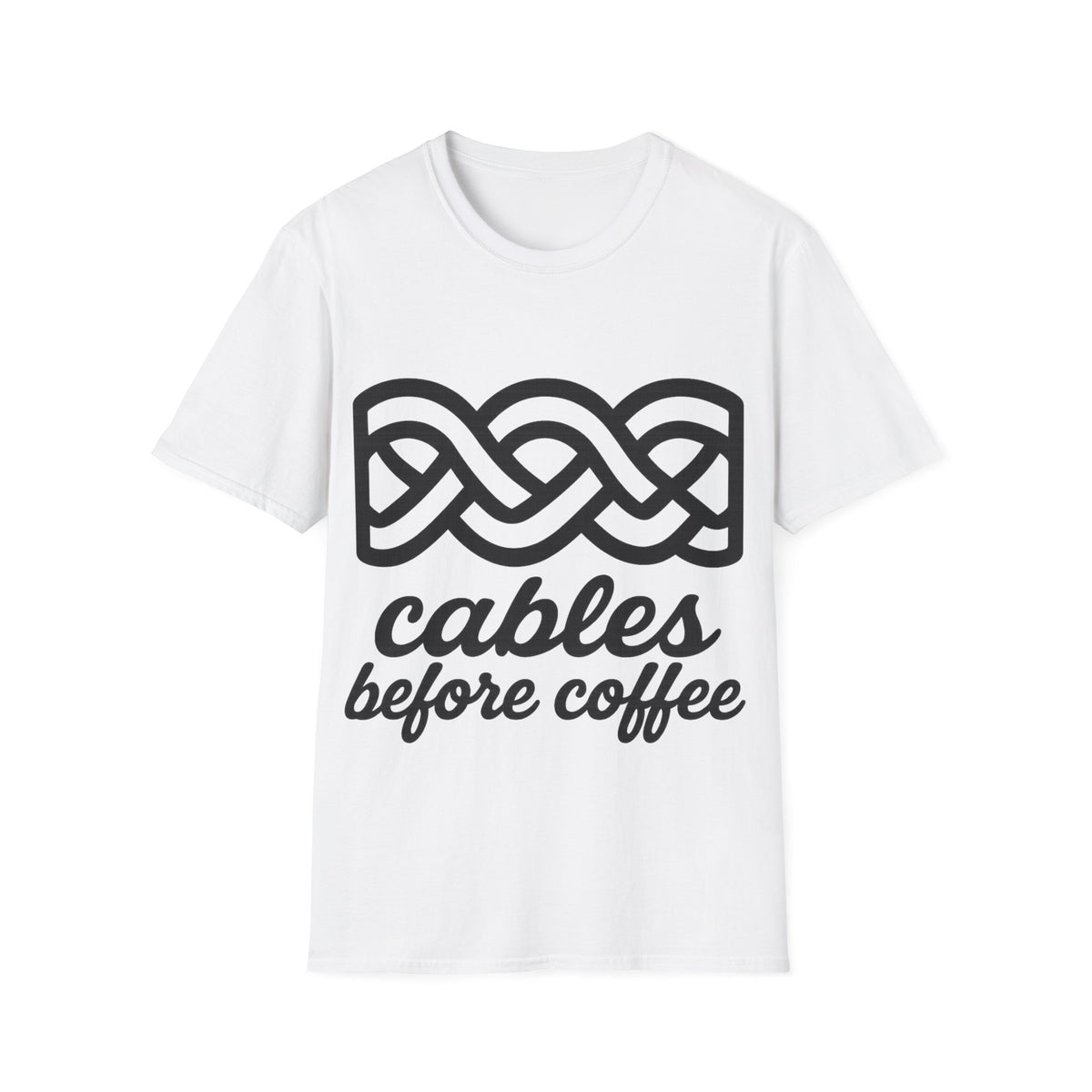Cables Before Coffee Funny Knitting Minimalist White Graphic Tee - Trending Now - September 2026