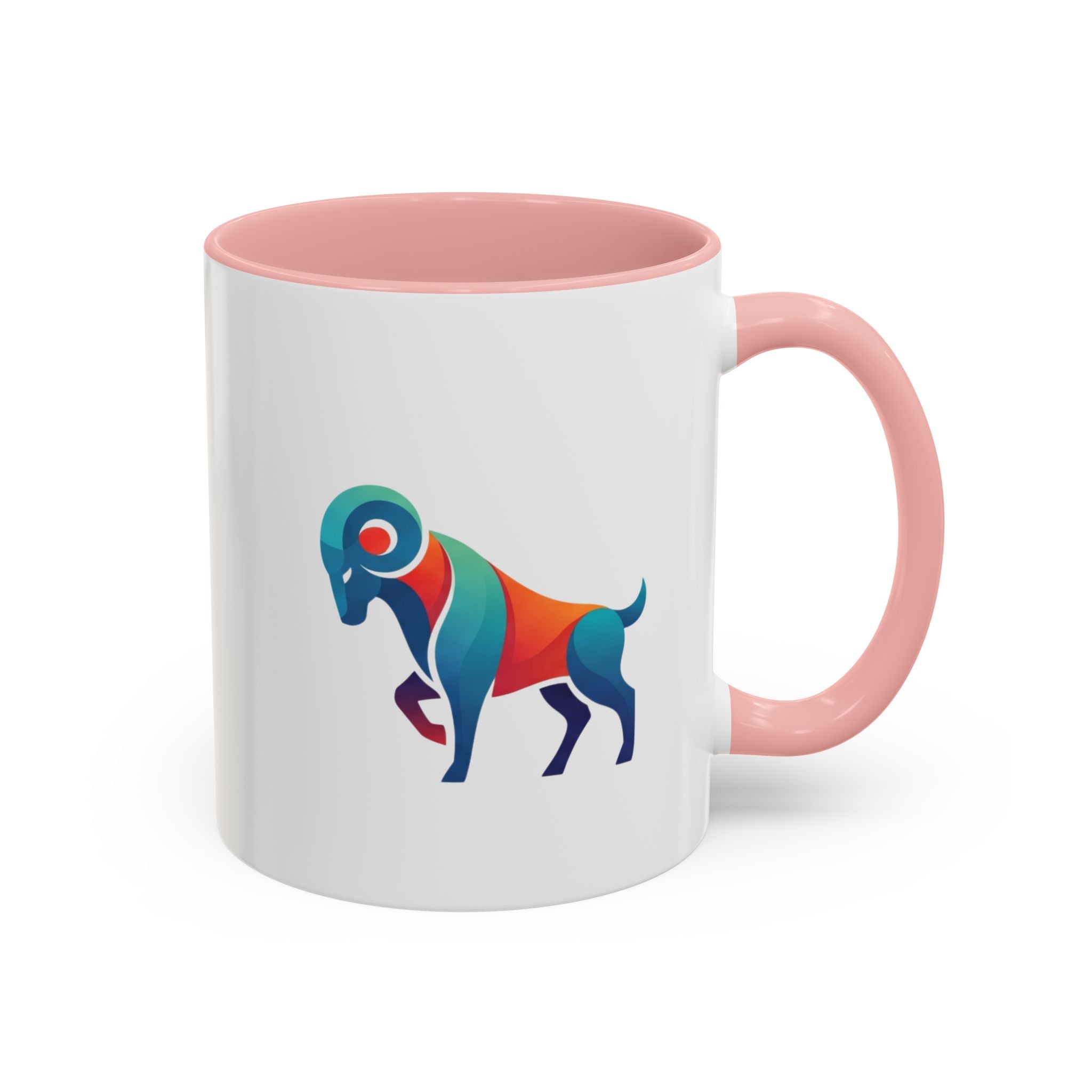 Colorful Ram Accent Coffee Mug — Geometric Zodiac Aries Design