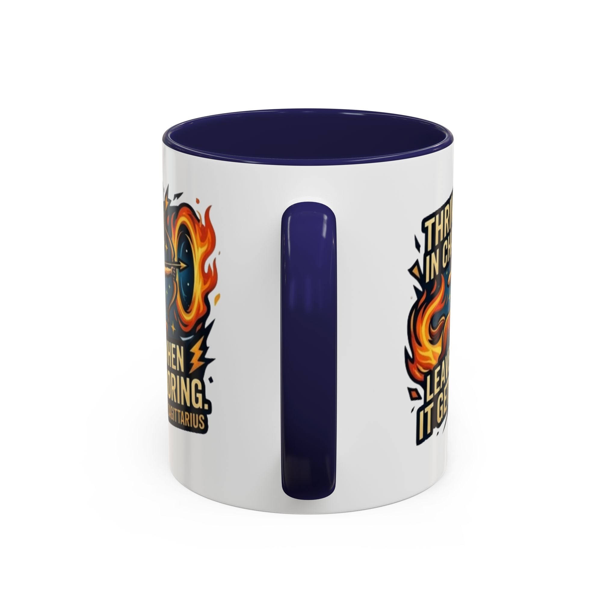 Sagittarius Coffee Mug – "Thrives in Chaos, Leaves When It Gets Boring" Accent Mug