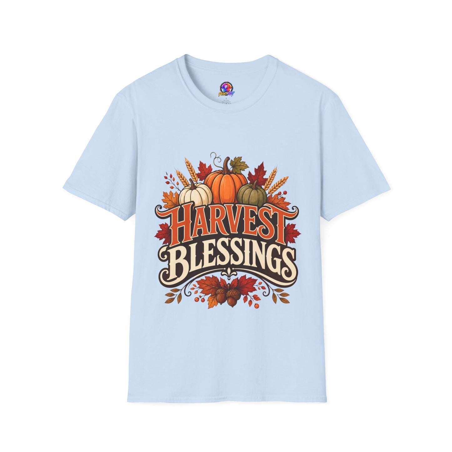 Harvest Blessings T-Shirt — Fall Pumpkin Harvest Graphic Tee for Thanksgiving