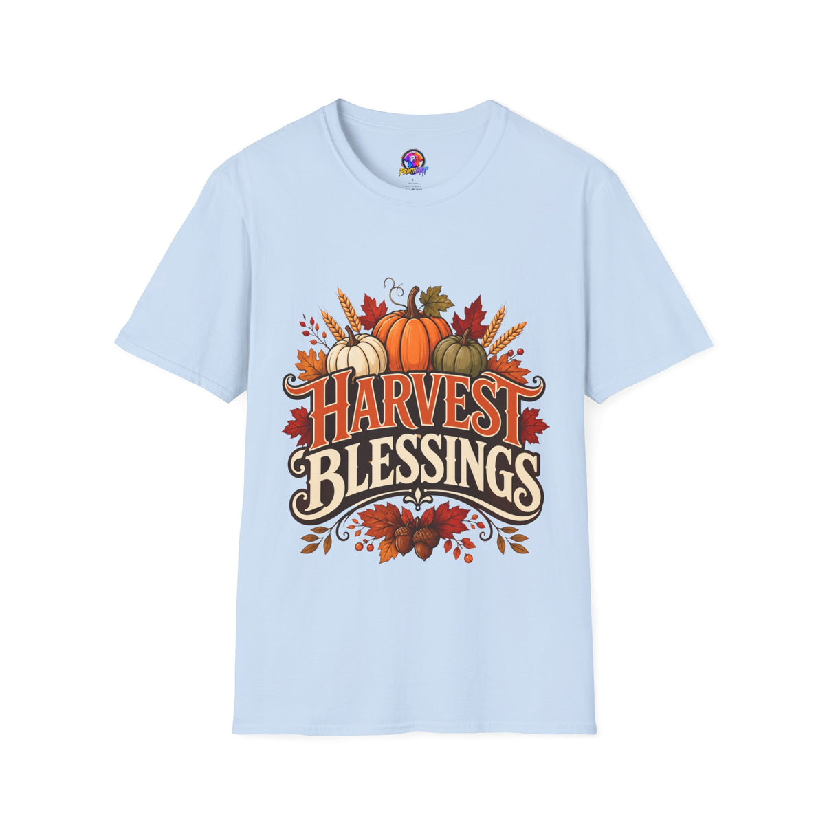 Thanksgiving T-Shirt Harvest Blessings T-Shirt — Fall Pumpkin Harvest Graphic Tee for Thanksgiving