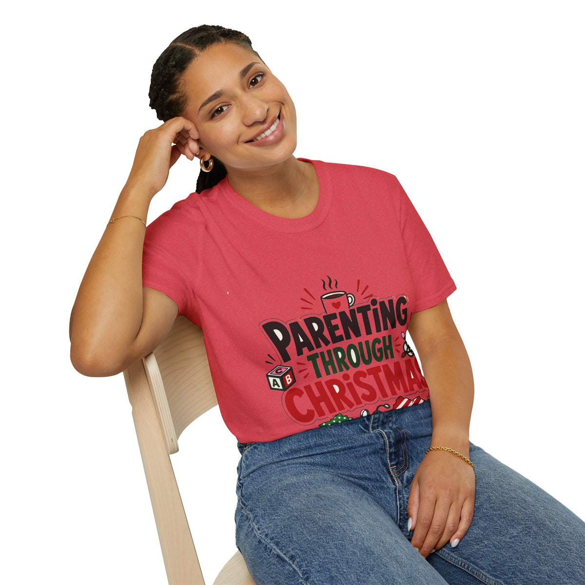 Parenting Through Christmas T-Shirt — Funny Holiday Mom Dad Tee