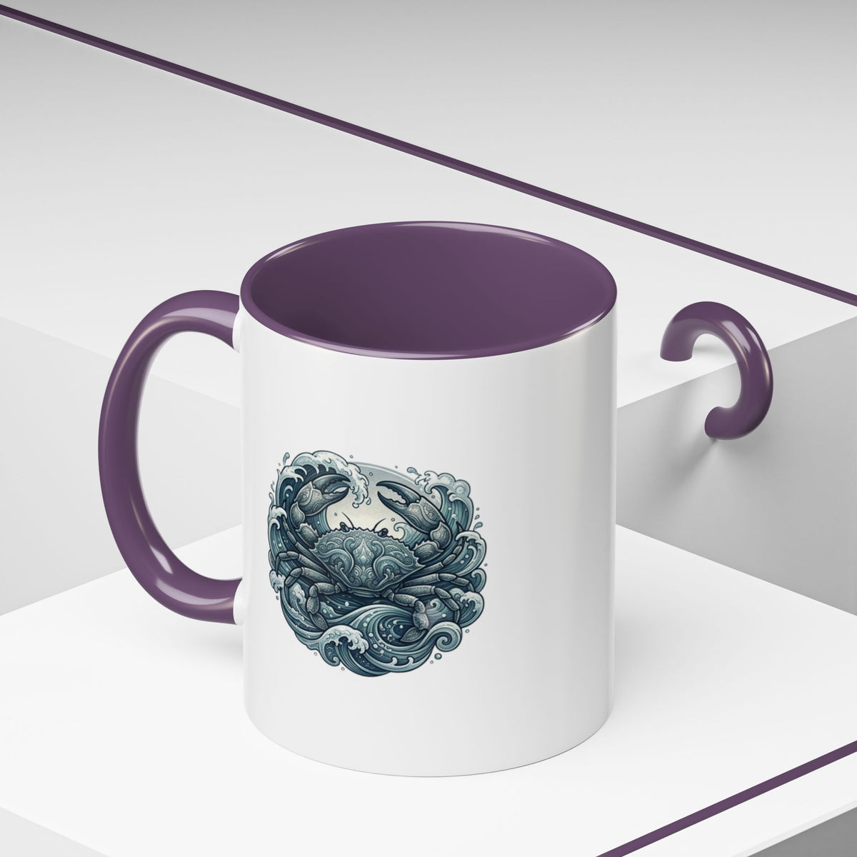 Cancer Zodiac Crab Ocean Crest Accent Coffee Mug