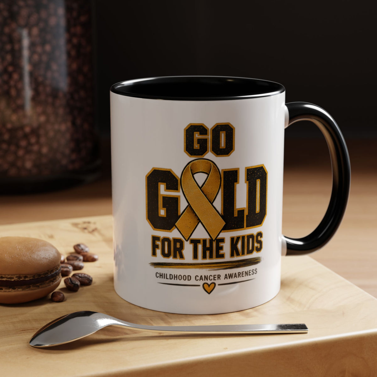 Go Gold For The Kids Accent Coffee Mug — Childhood Cancer Awareness 11/15oz