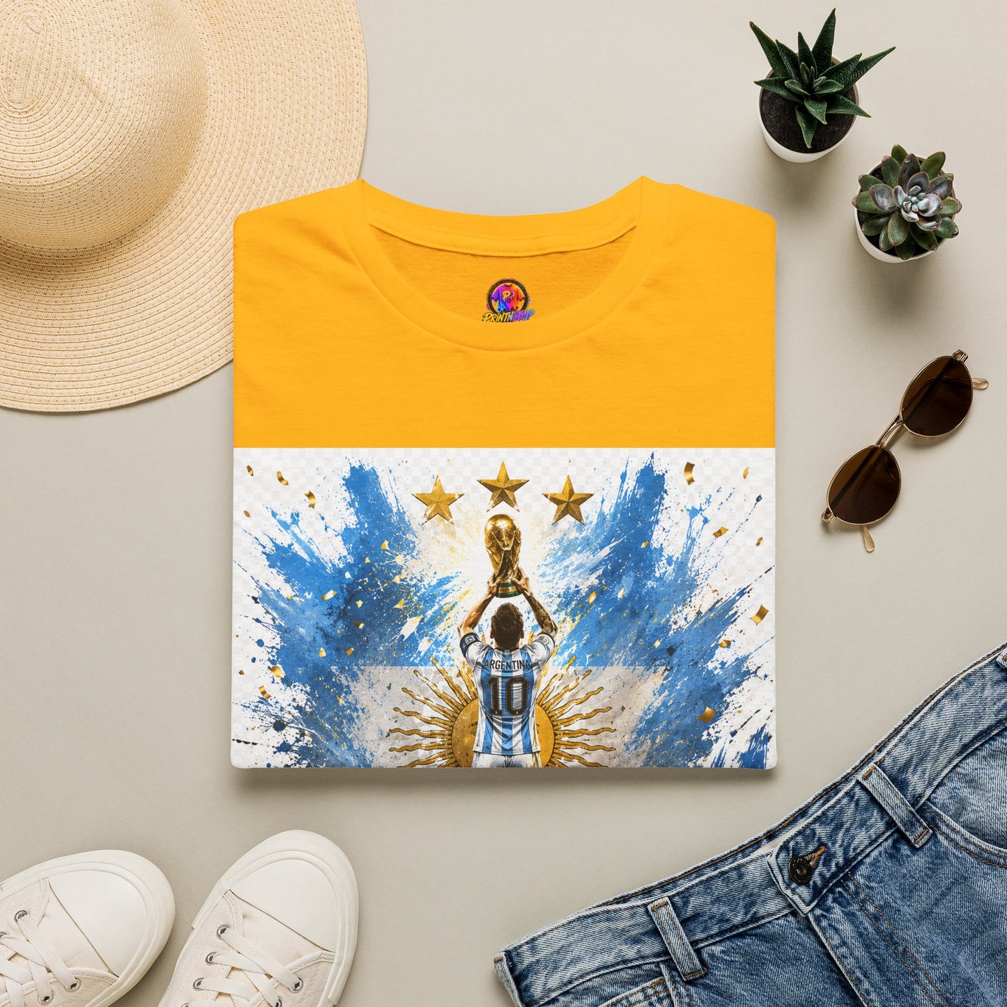 Argentina World Champions T‑Shirt — Soccer World Cup 3 Stars Tribute