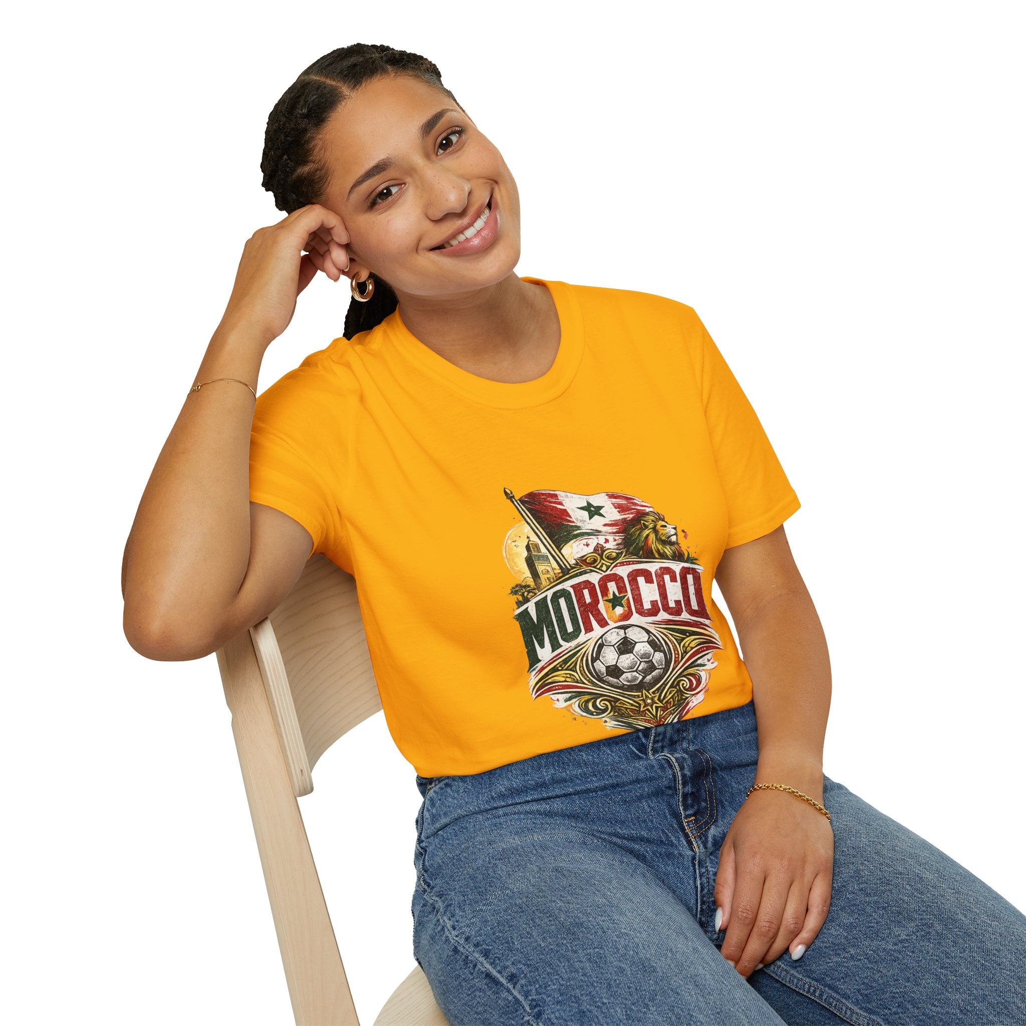 Morocco Soccer T-Shirt — Vintage Flag & Lion Football Tee