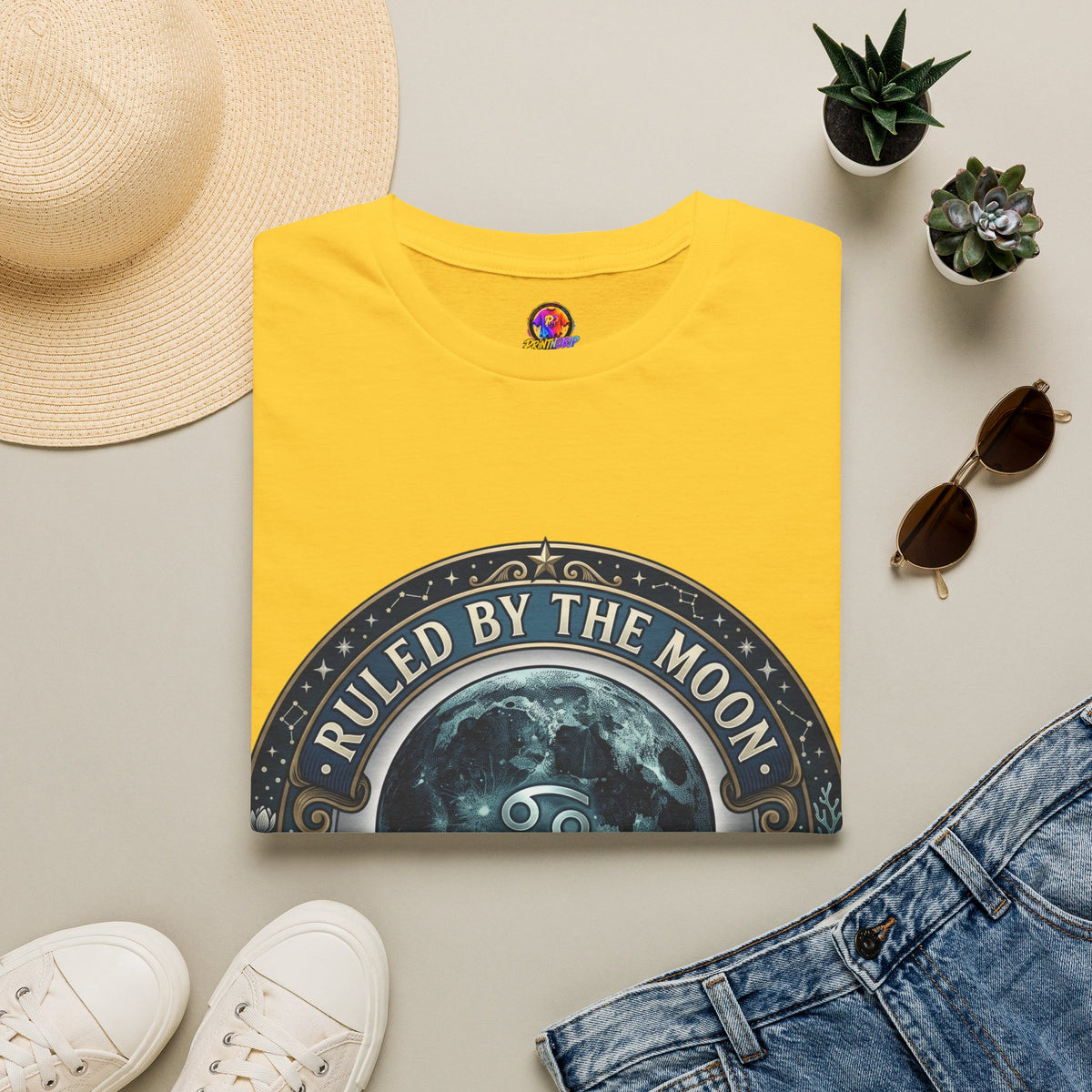 Cancer Zodiac Ruled by the Moon T-Shirt — Celestial Astrology Zodiac Graphic Tee