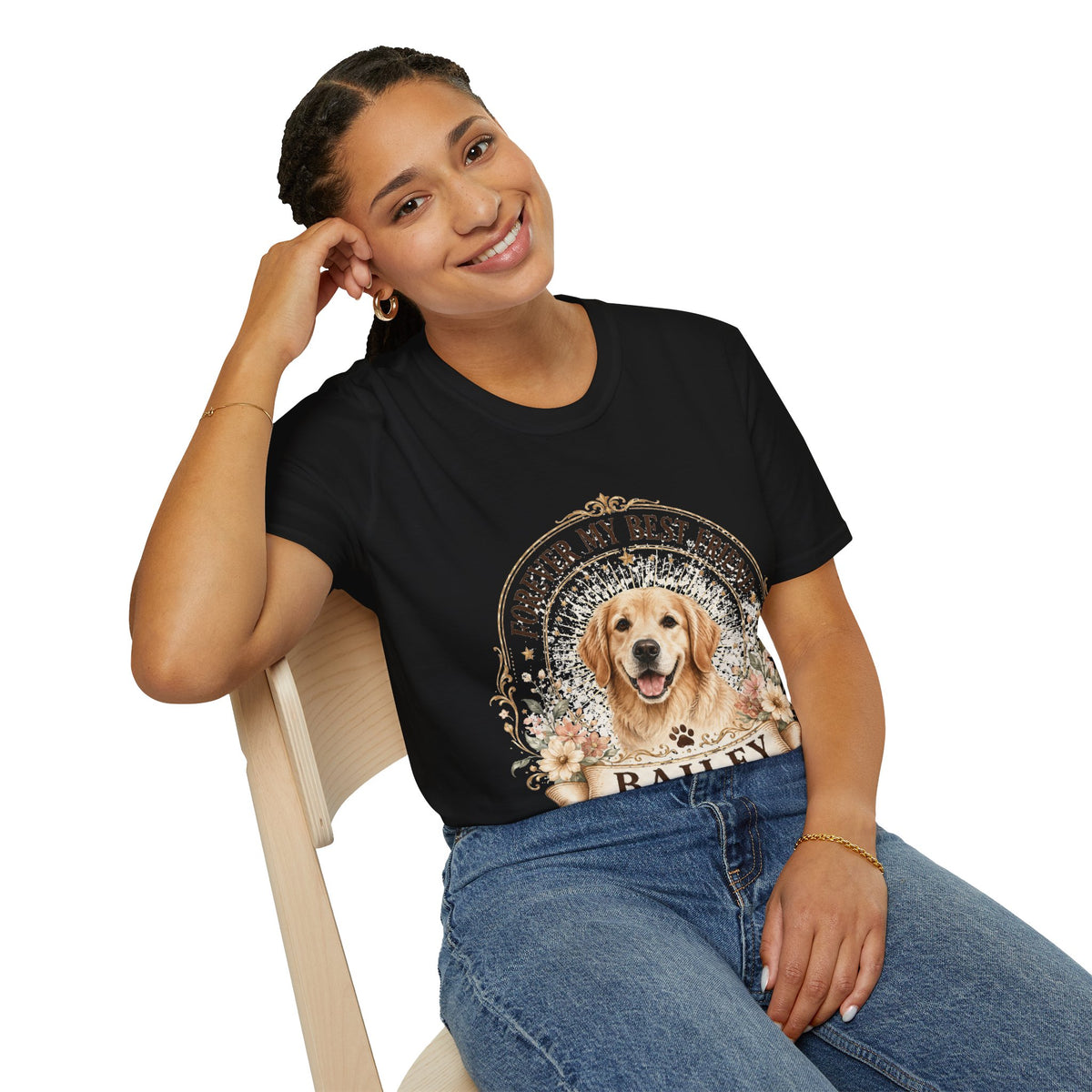 Forever My Best Friend Dog T-Shirt — Personalized Pet Name Golden Retriever Tee