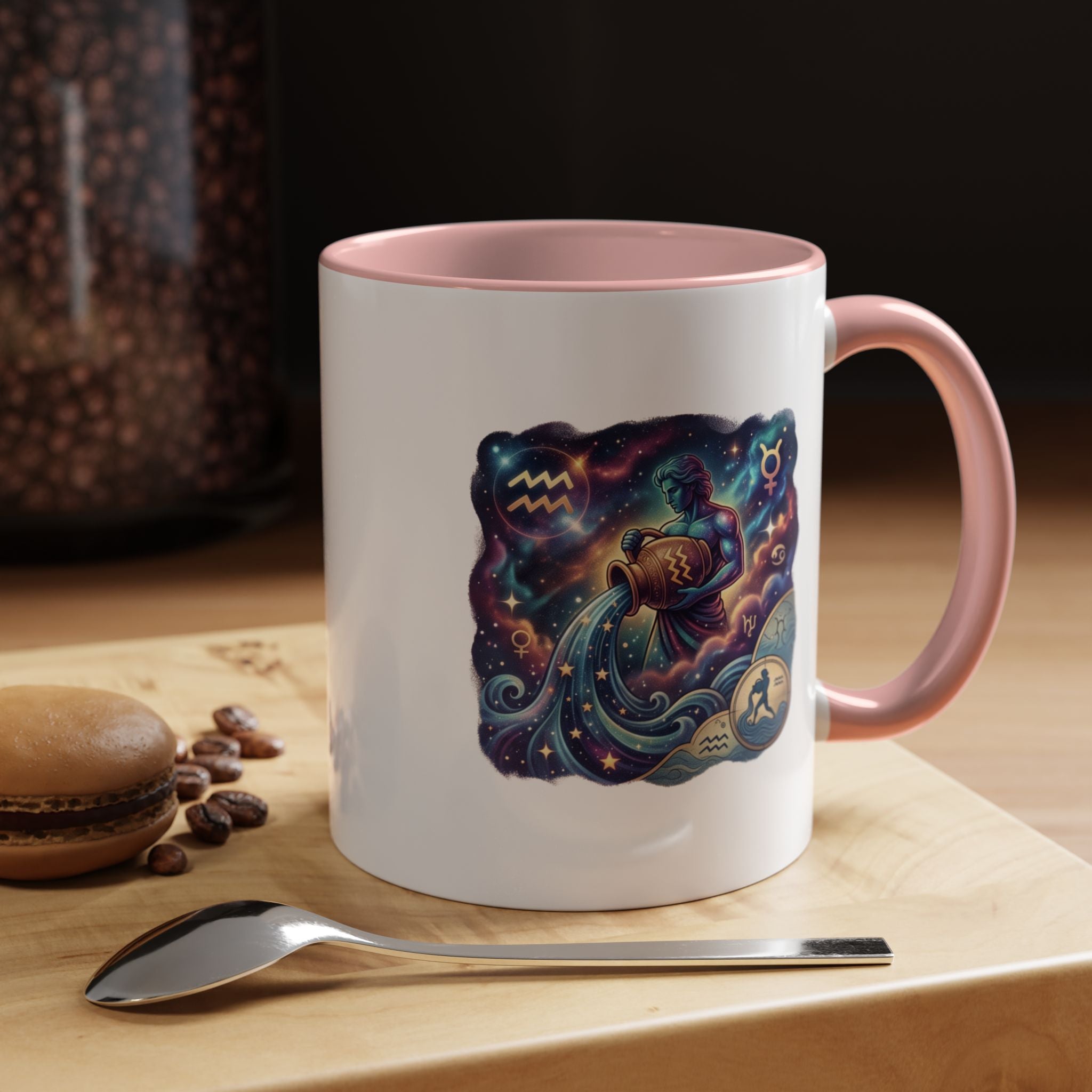 Aquarius Zodiac Coffee Mug — Celestial Water Bearer Accent Mug