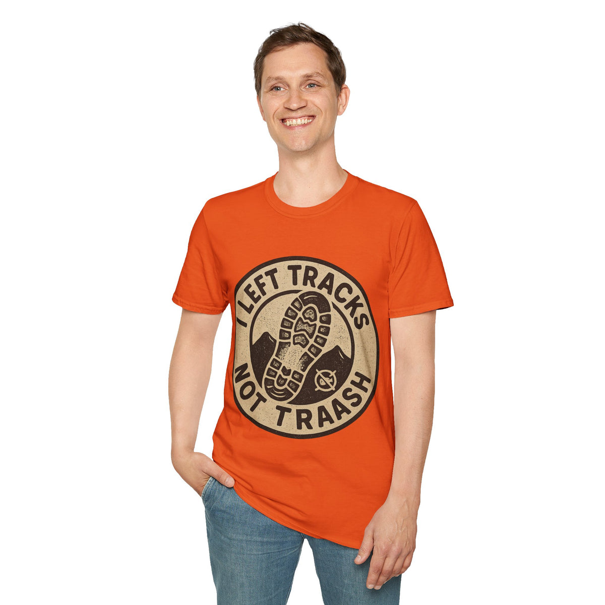 Left Tracks Not Trash Vintage Badge T-Shirt, Retro Leave No Trace Hiking Tee - Trending Now - September 2026
