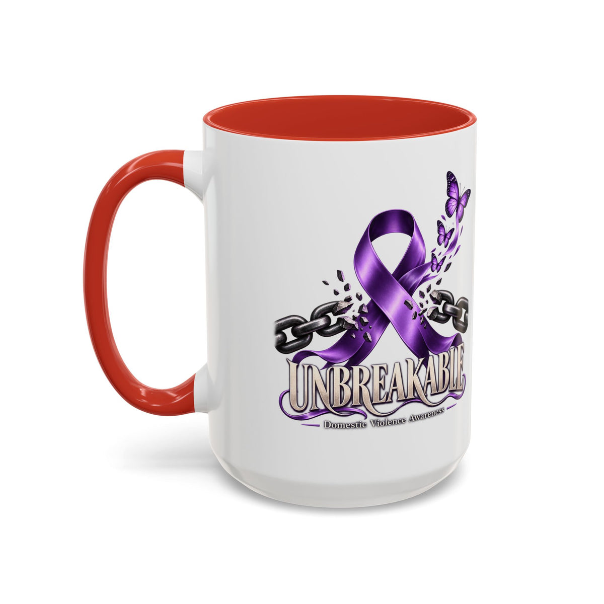 Unbreakable Purple Ribbon Coffee Mug —Domestic Violence Awareness Support Accent Mug