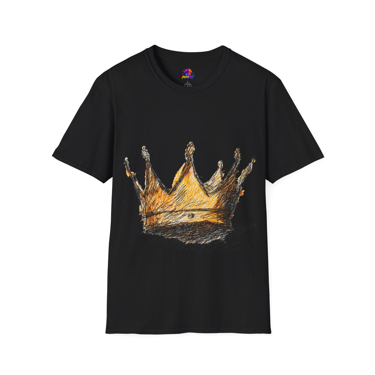 Crowned Sketch T‑Shirt — Hand‑Drawn Gold Crown Graphic Tee
