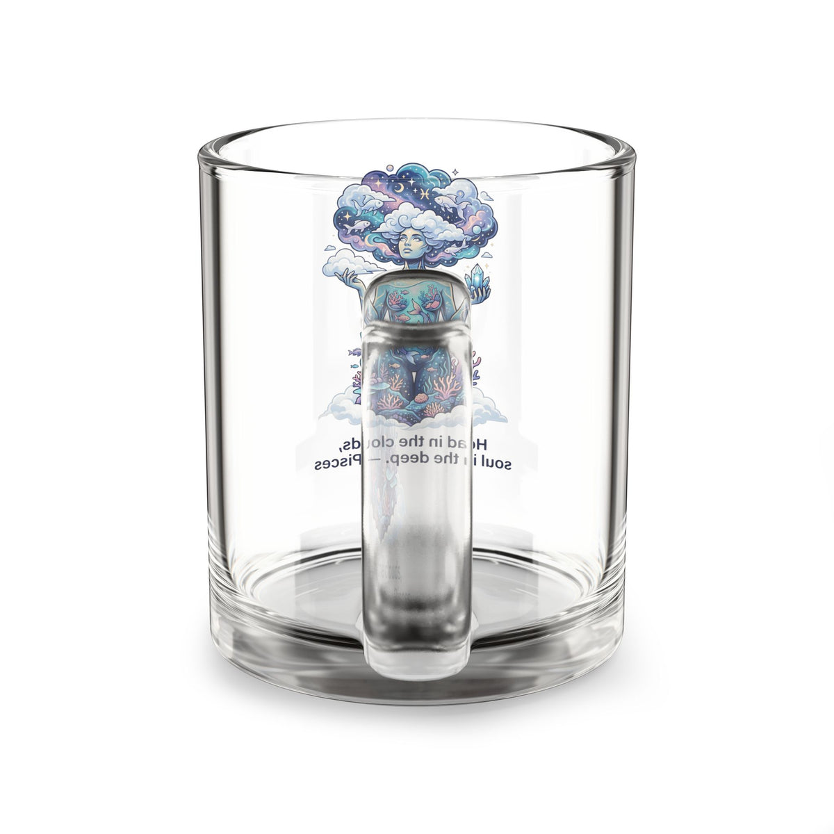 Pisces Art Glass Mug — "Head in the Clouds, Soul in the Deep" 10oz