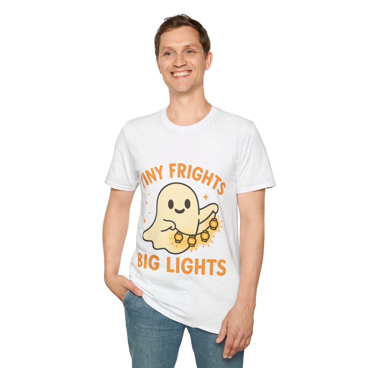 "Tiny Frights Big Lights" Cute Ghost Tee | Spooky Season Halloween T-Shirt - Trending Now - September 2026
