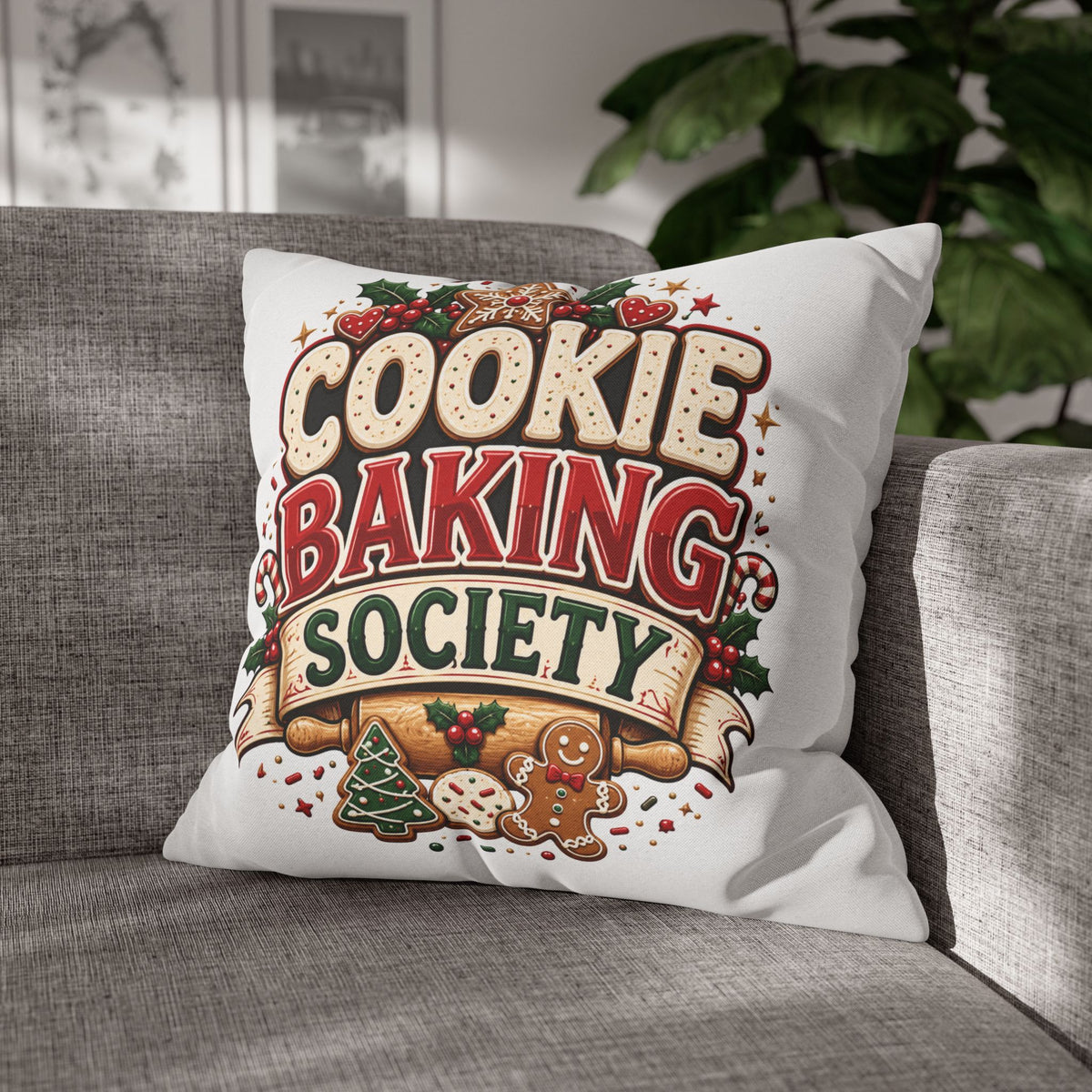 Christmas Cookie Baking Squad Pillowcase — Holiday Decorative Throw Pillow Cover