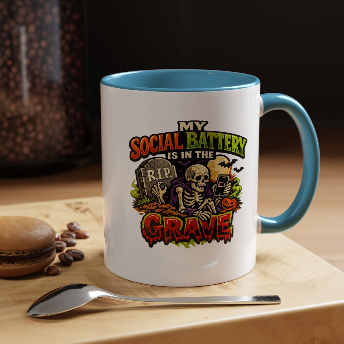 Halloween  Social Battery Is Low Accent Coffee Mug