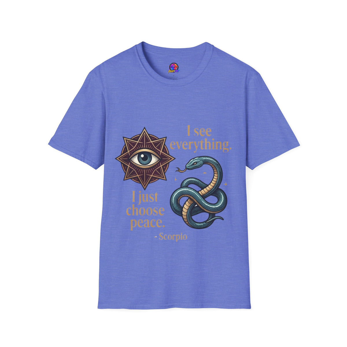 Scorpio “I See Everything” Zodiac T‑Shirt — Astrological Snake & All‑Seeing Eye Design