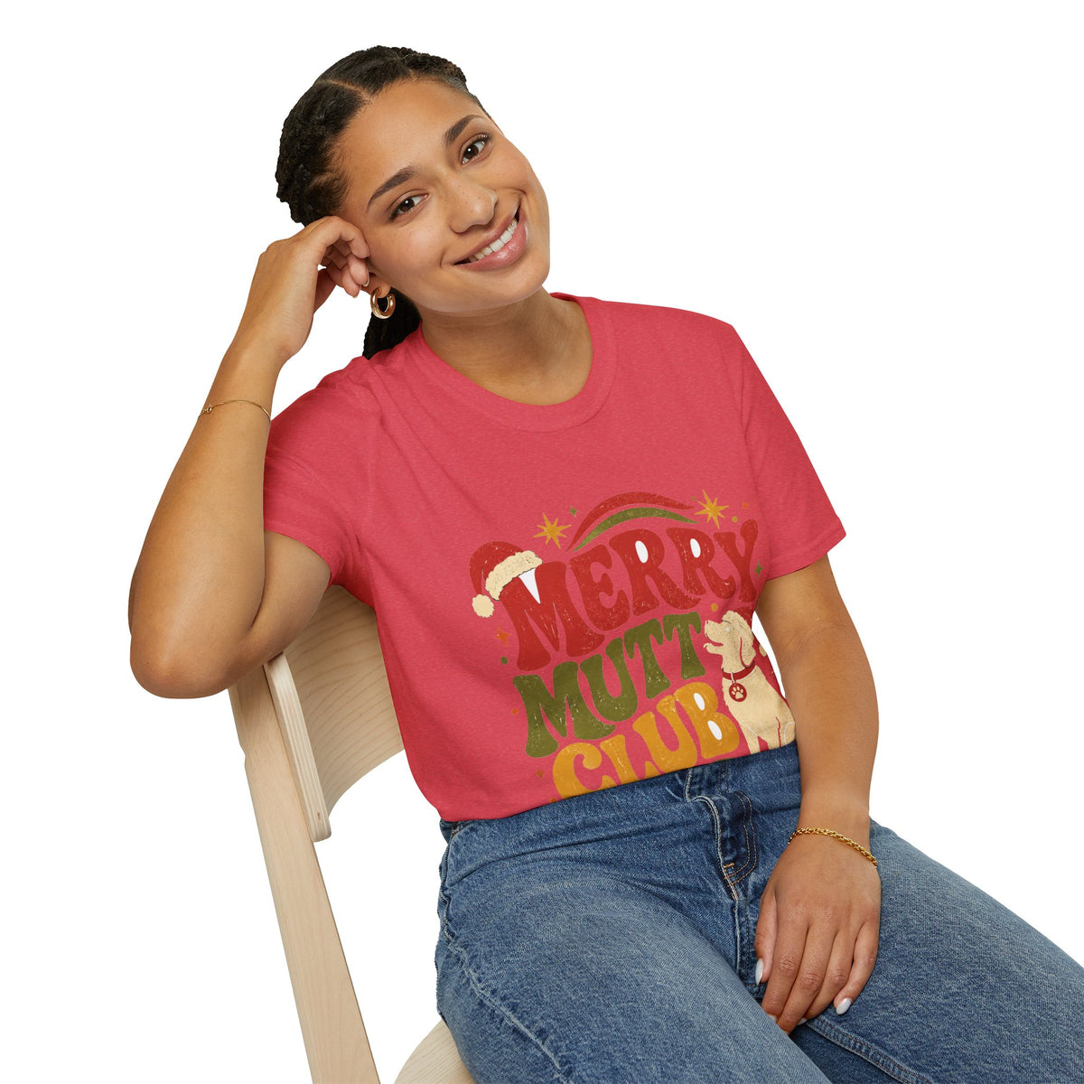 Merry Mutt Club T-Shirt — Retro Christmas Dog Lover Tee