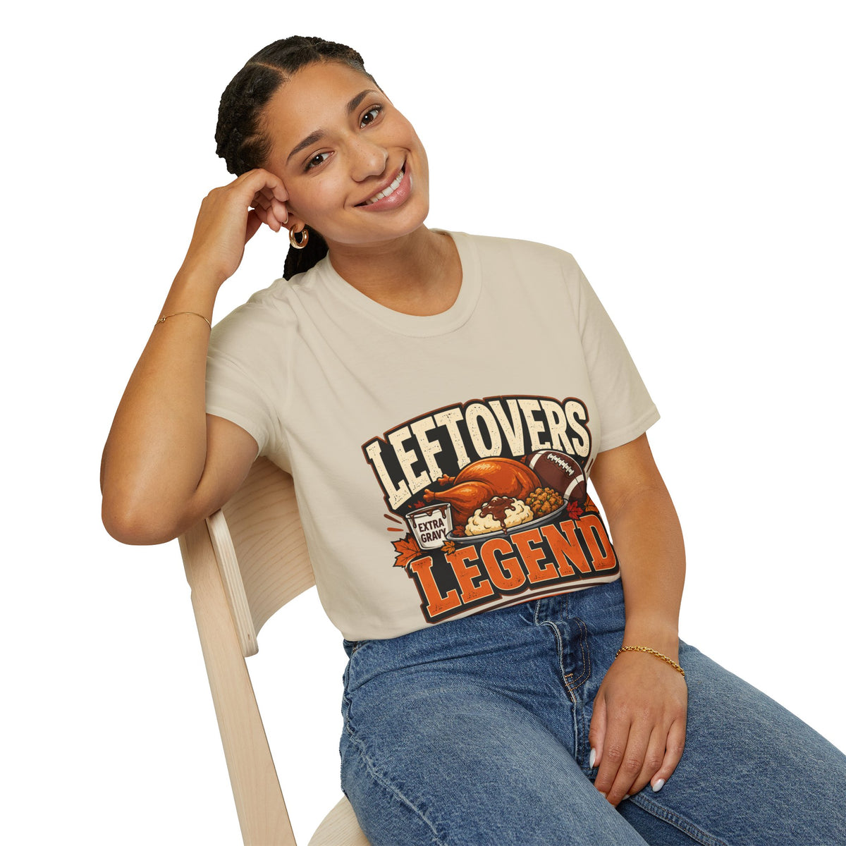 Thanksgiving T-Shirt Leftovers Legend T-Shirt — Thanksgiving Football Turkey Graphic Tee