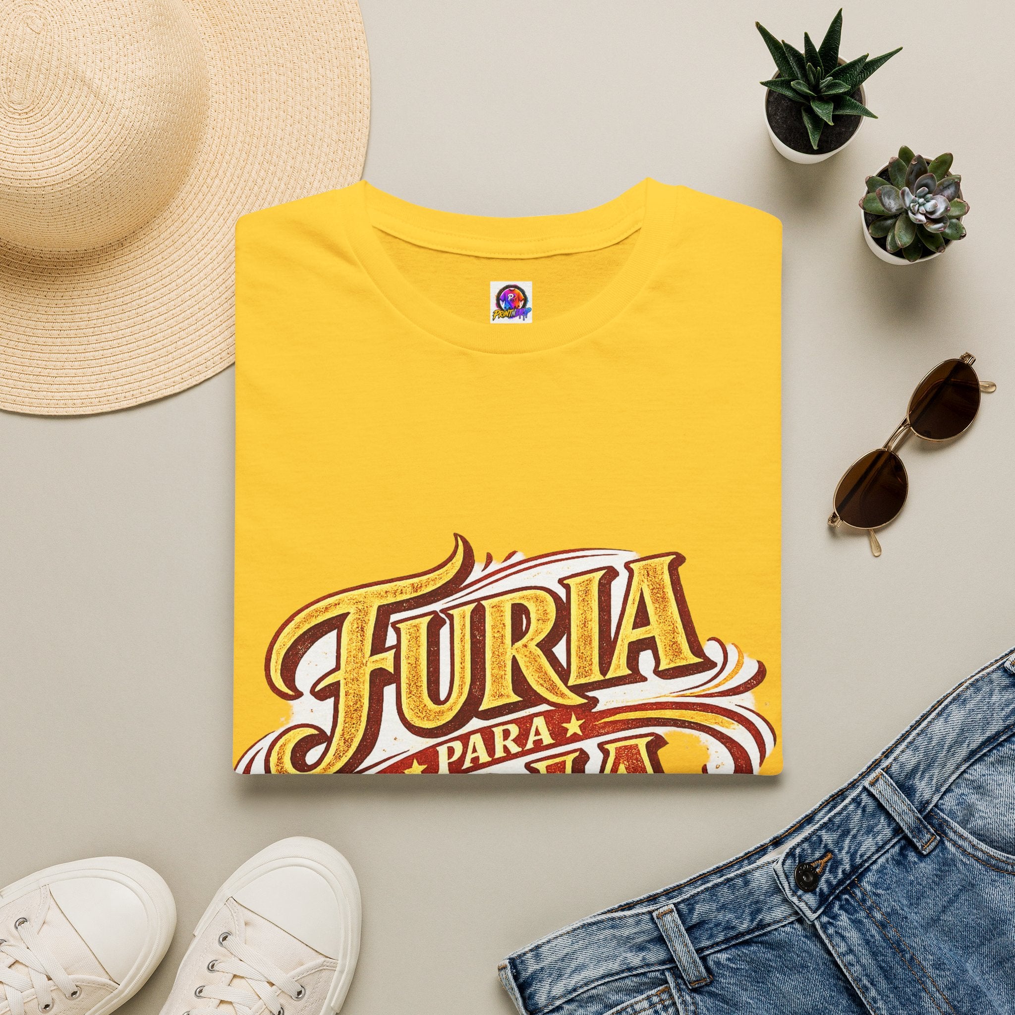 Spain Furia Para Roja Graphic T-Shirt — Bold Spanish Script Tee for Fans & Celebrations