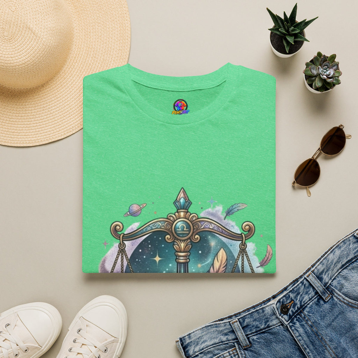 Libra Scales Zodiac T-Shirt — Celestial Astrology Graphic Tee