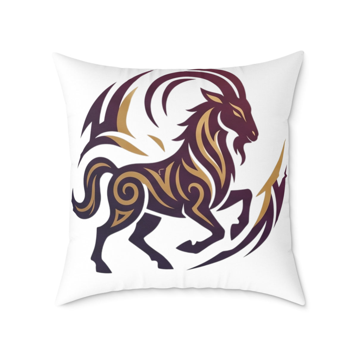 Capricorn Zodiac Tribal Lion Square Throw Pillow — Bold Abstract Mane Accent Cushion