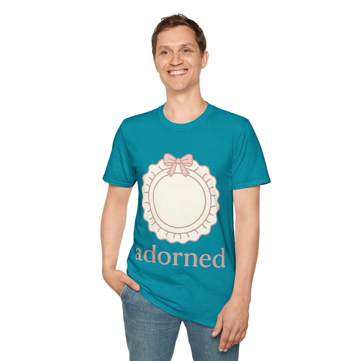 "Adorned" Cute Coquette Bow Emblem Graphic Tee - Vintage Pastel Aesthetic White T-Shirt - Trending Now - September 2026
