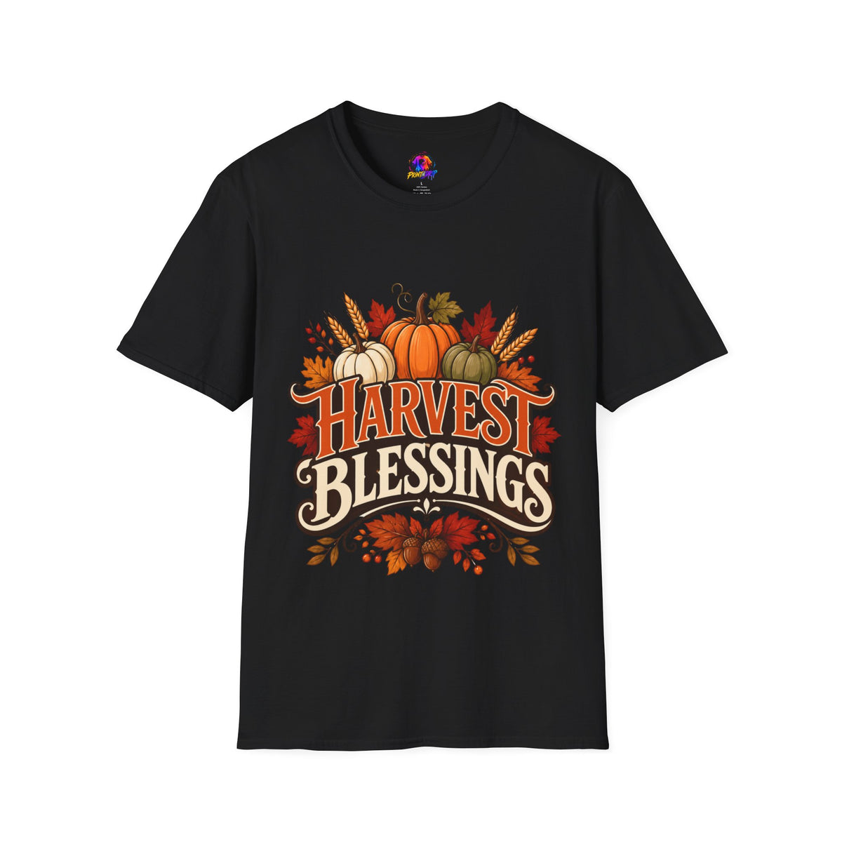 Thanksgiving T-Shirt Harvest Blessings T-Shirt — Fall Pumpkin Harvest Graphic Tee for Thanksgiving