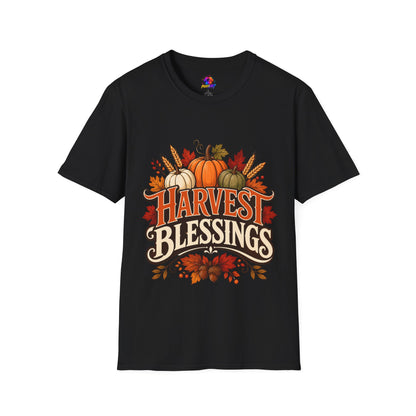 Harvest Blessings T-Shirt — Fall Pumpkin Harvest Graphic Tee for Thanksgiving