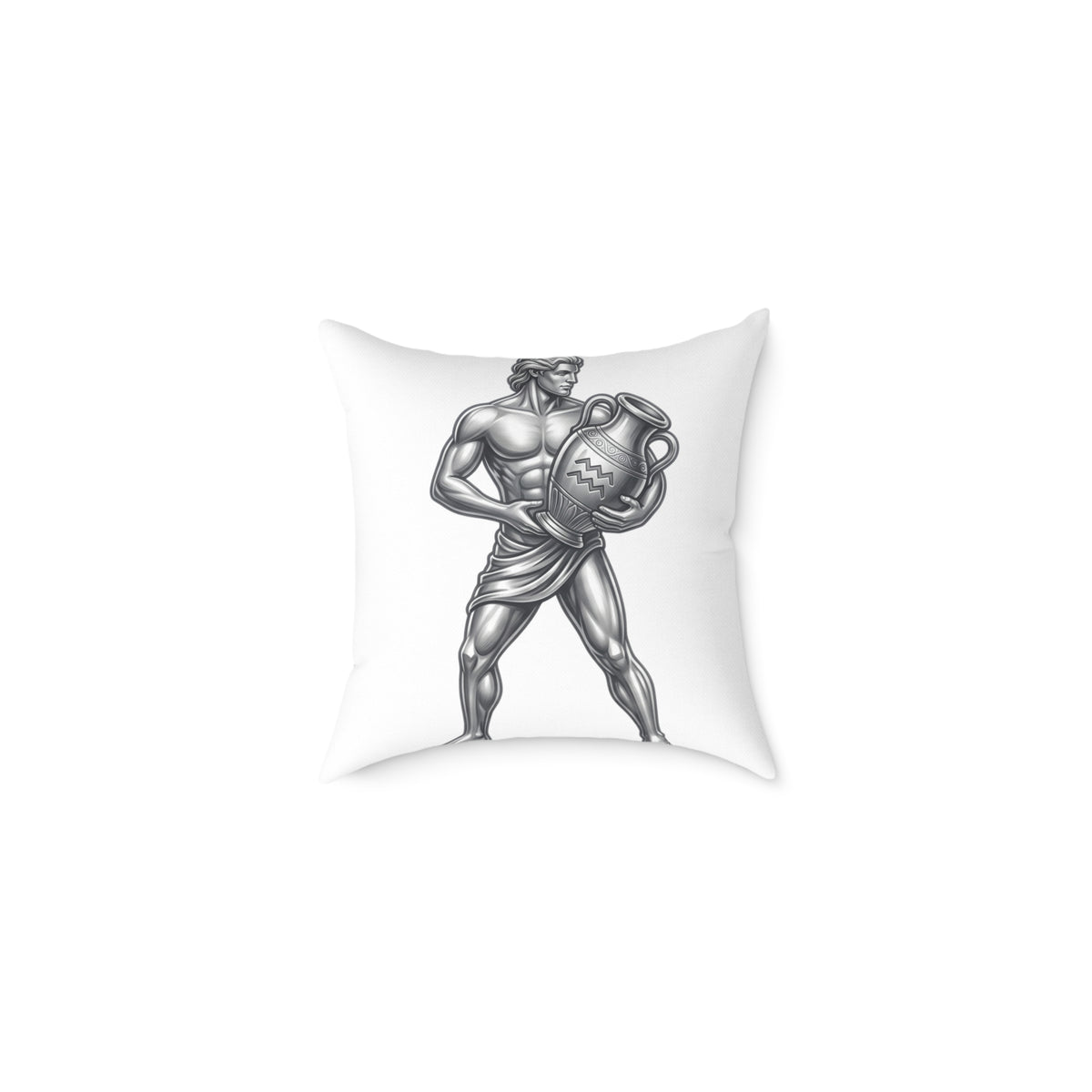 Aquarius Zodiac Pillow — Silver Water-Bearer Decorative Square Throw Pillow