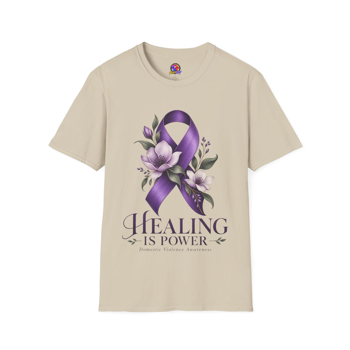 Healing Is Power Purple Ribbon Awareness Domestic Violence  T-Shirt