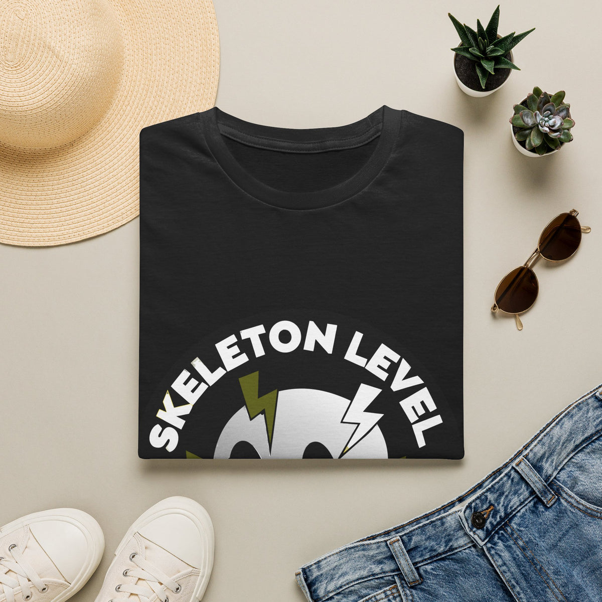 Skeleton Level Chaos Energy Circular Emblem Tee - Cute Spooky Goth Graphic T-Shirt - Trending Now - September 2026