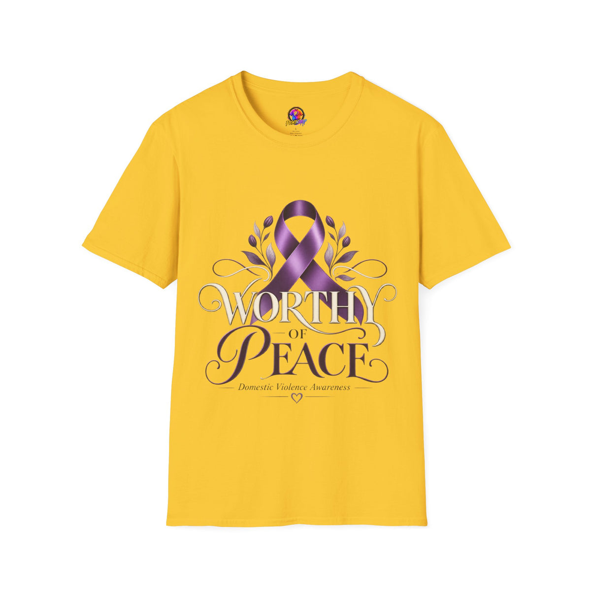 Worthy of Peace Purple Ribbon Domestic Violence  Awareness T-Shirt