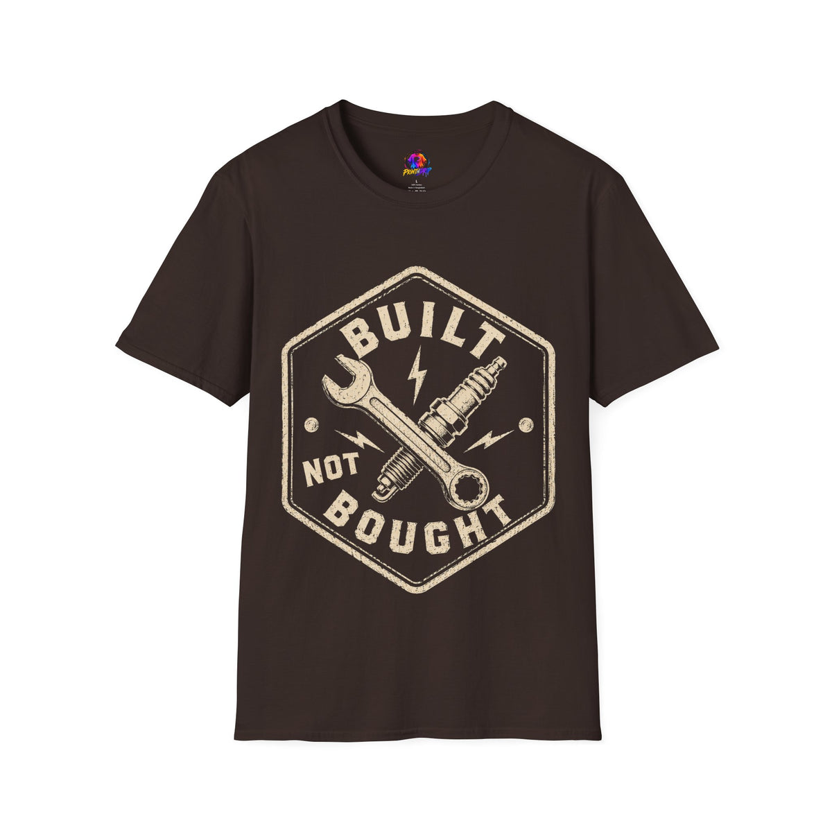 Built Not Bought T-Shirt — Vintage Mechanic Wrench & Spark Plug Tee