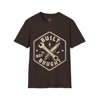 Built Not Bought T-Shirt — Vintage Mechanic Wrench & Spark Plug Tee