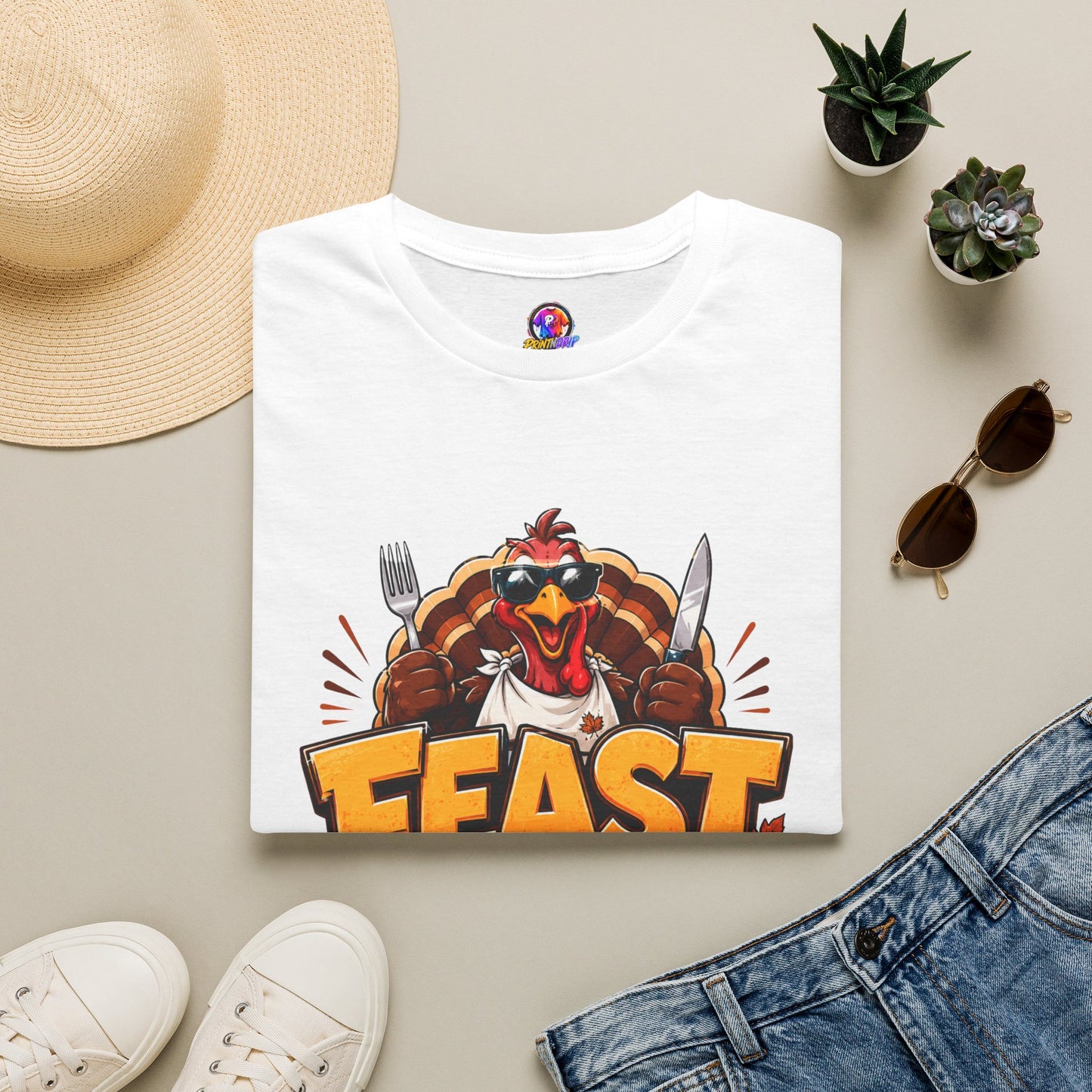 Feast Mode T-Shirt — Funny Thanksgiving Turkey Graphic Tee