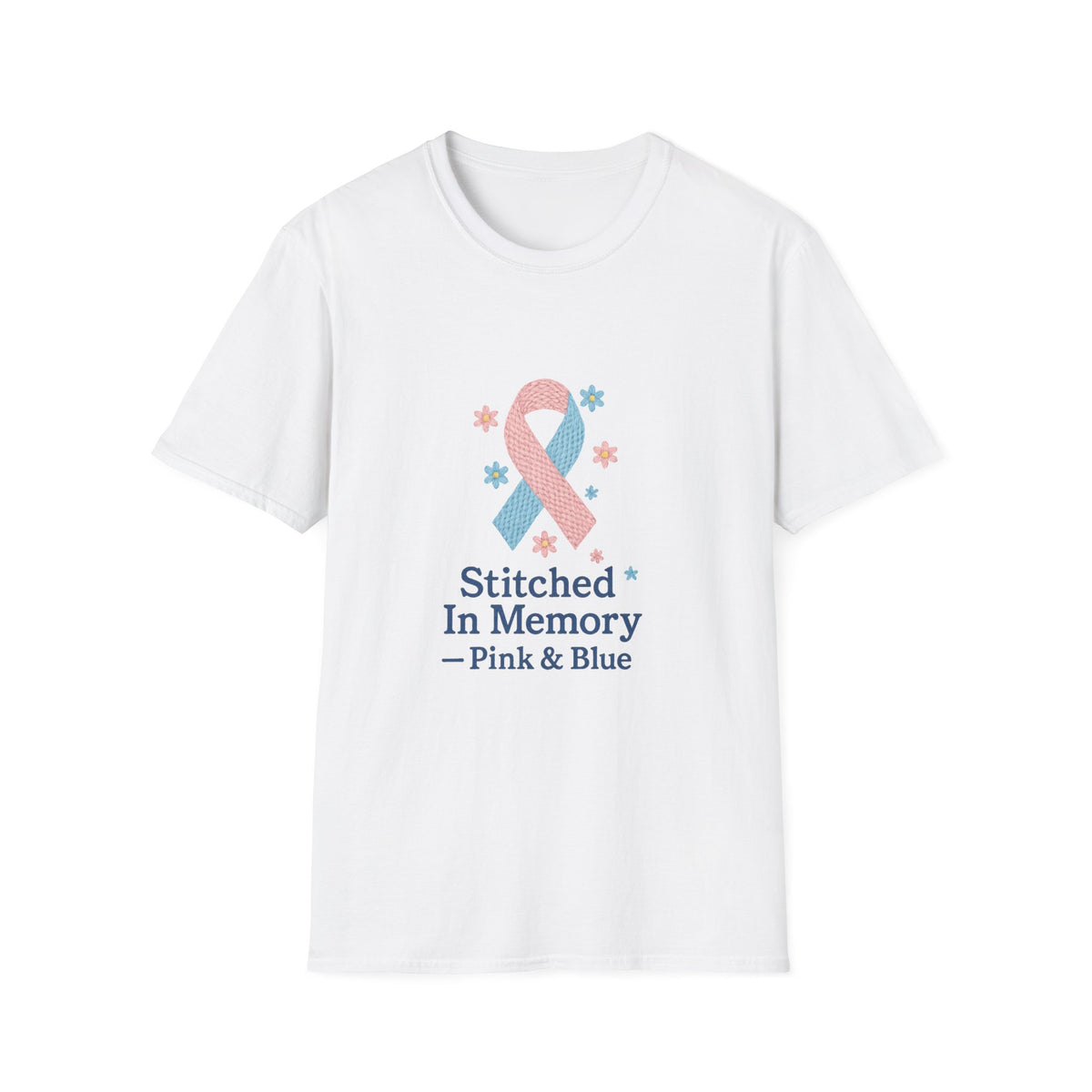 In Memory Pink & Blue Ribbon T-Shirt — "Stitched In Memory" Awareness Tee - Trending Now - October 2026