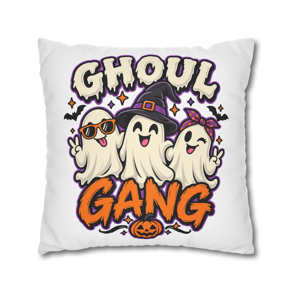 Ghoul Gang Halloween Throw Pillowcase — Cute Ghosts Decorative Pillow Cover