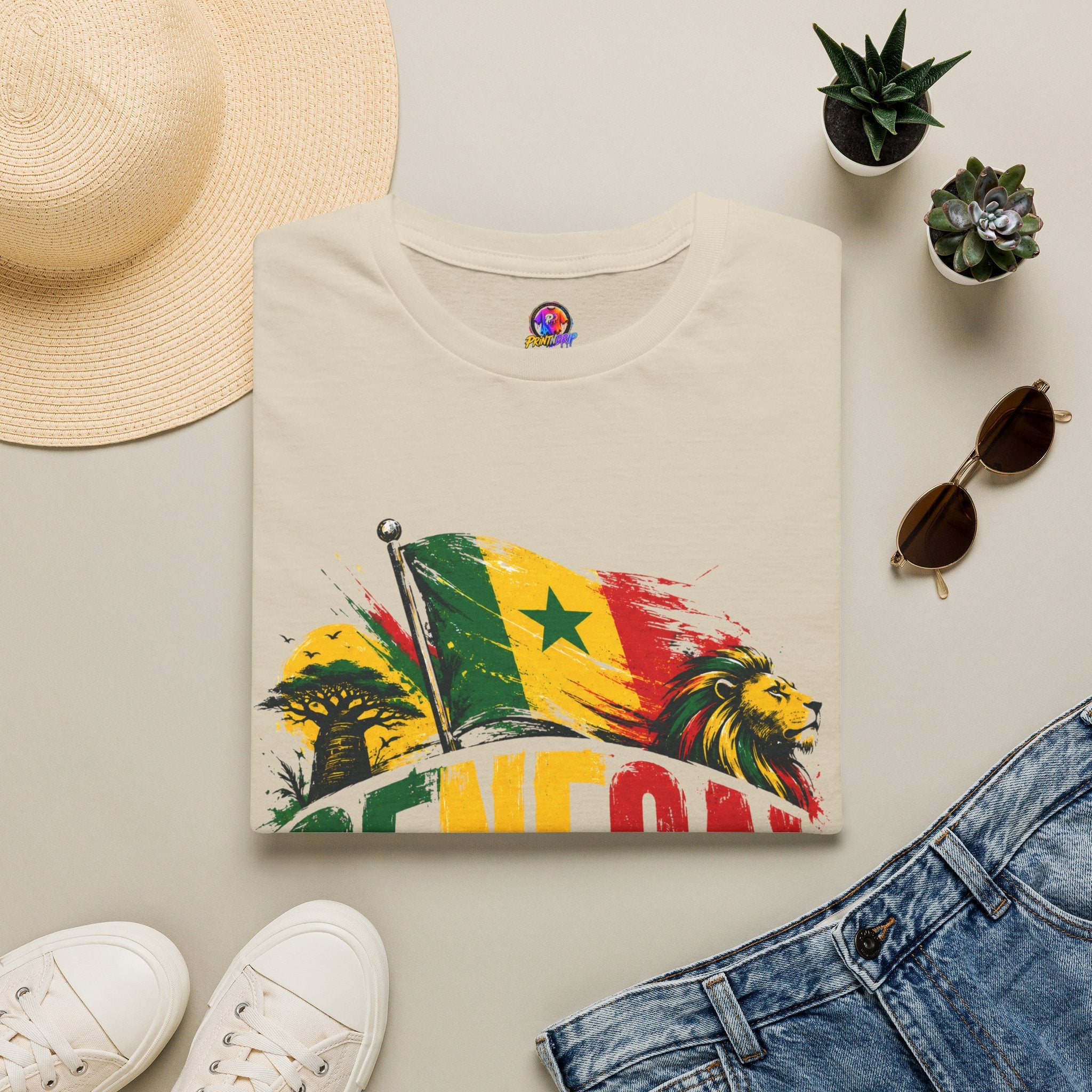 Senegal Flag Soccer T-Shirt — Lion & Football Pride Tee