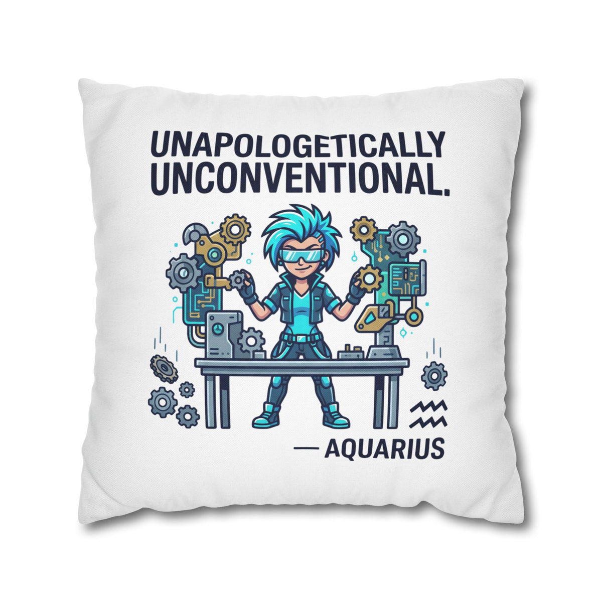 Aquarius Zodiac Spun Polyester Square Pillowcase