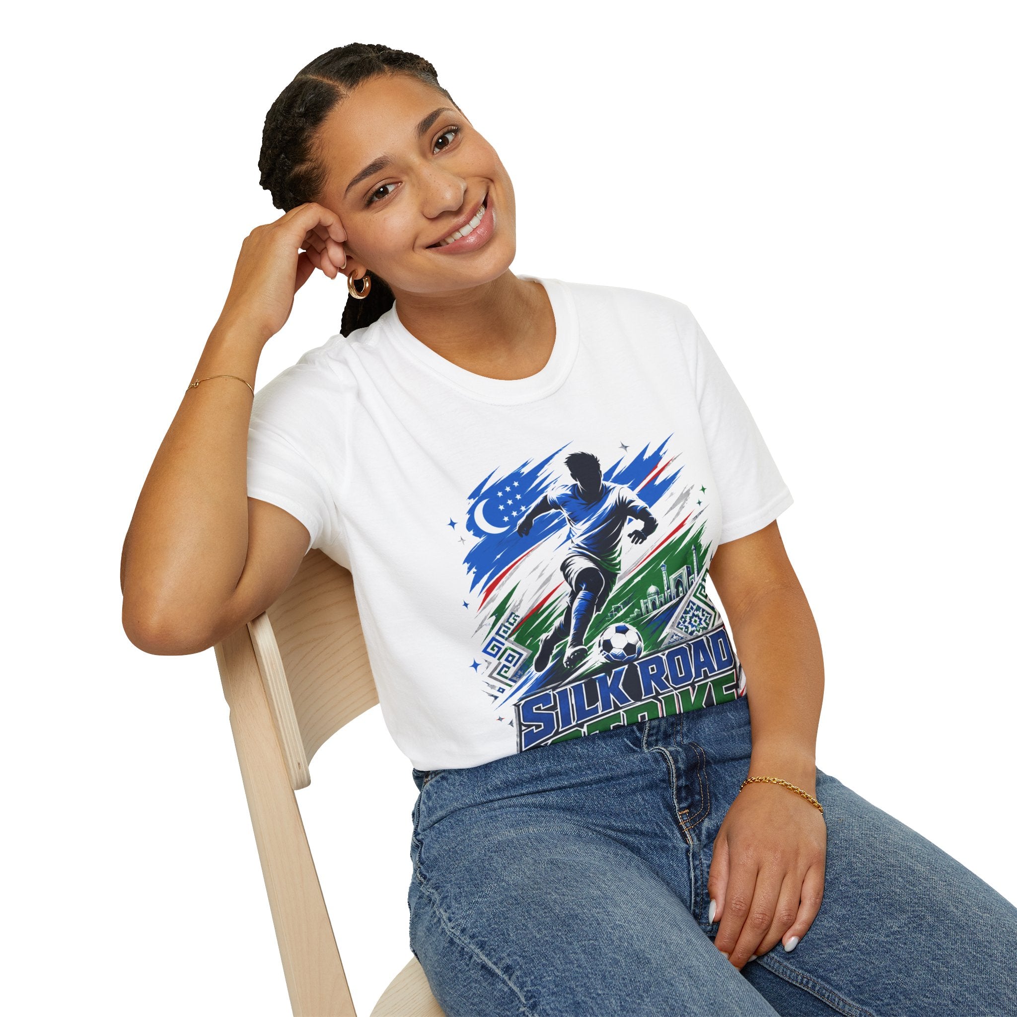 Silk Road Strike Soccer T-Shirt — Uzbekistan Football Graphic Tee