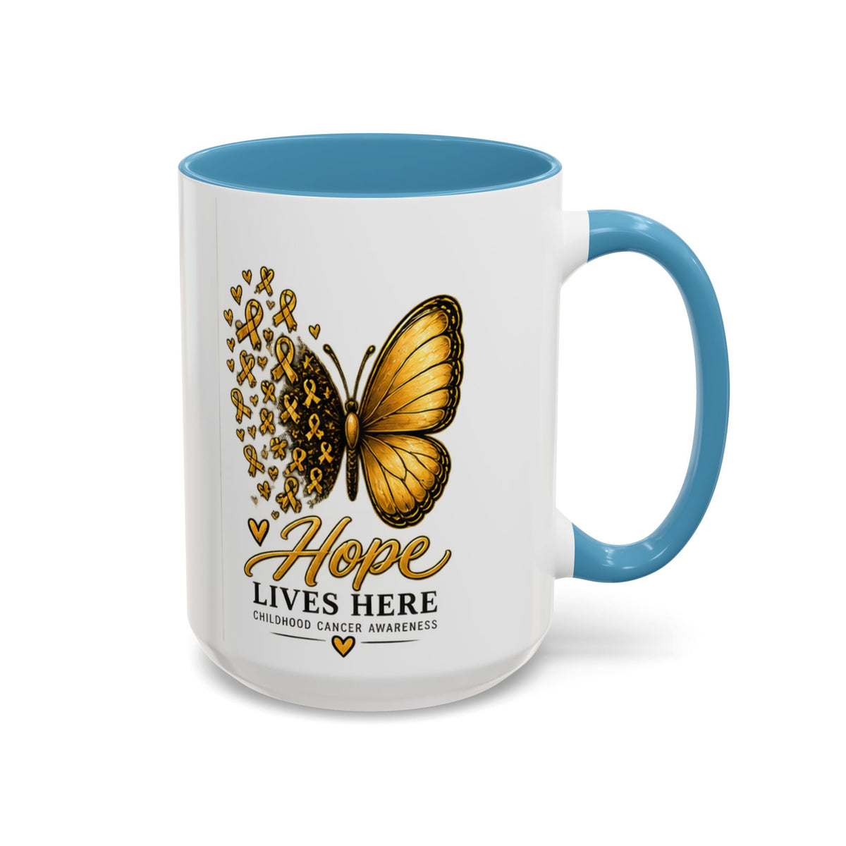 Hope Lives Here Childhood Cancer Awareness Accent Coffee Mug