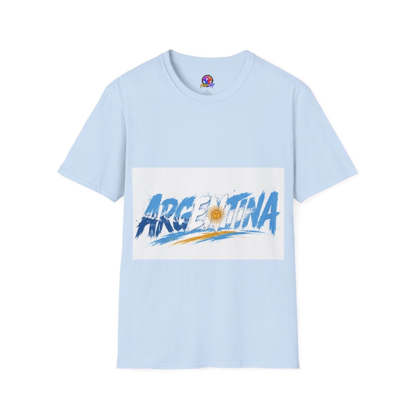 Argentina Graphic T-Shirt — Argentina Typography Tee with Sun & Flag Colors