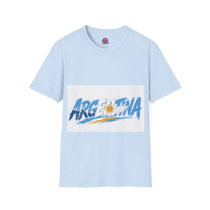 Argentina Graphic T-Shirt — Argentina Typography Tee with Sun & Flag Colors