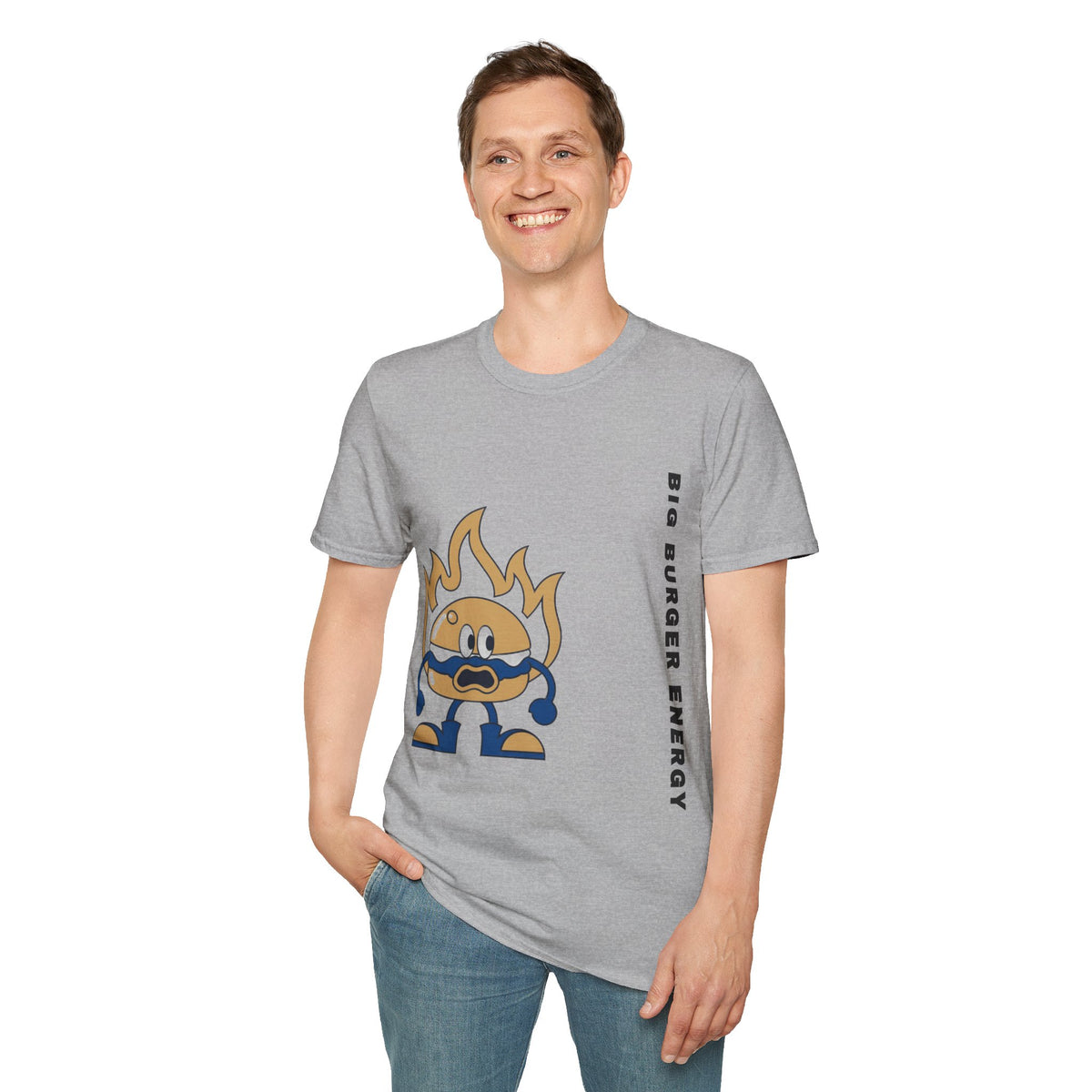 Burger Mascot T‑Shirt — ‘Big Burger’ Flame Character Graphic Tee - Trending Now - September 2026