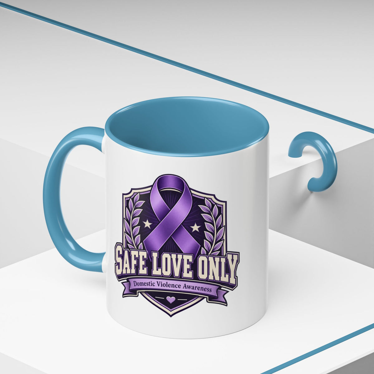 Coffee Mug — "Safe Love Only" Domestic Violence Awareness (Purple Ribbon)