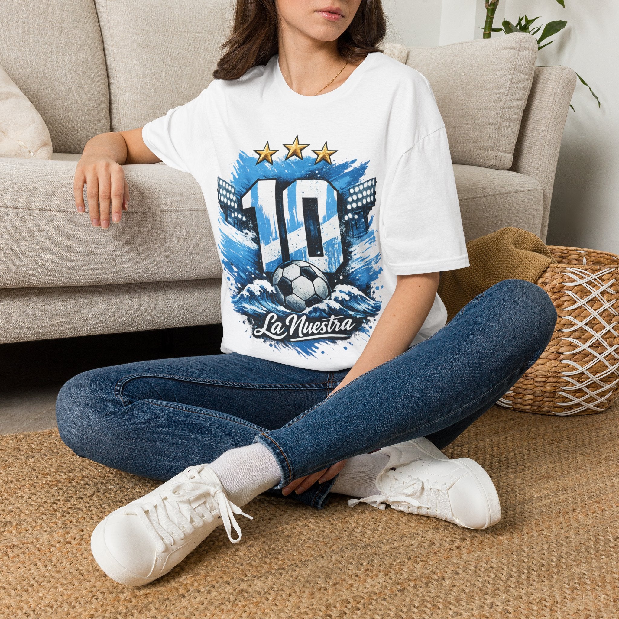 Argentina Soccer Fan T-Shirt — 'La Nuestra' #10 Jersey Design