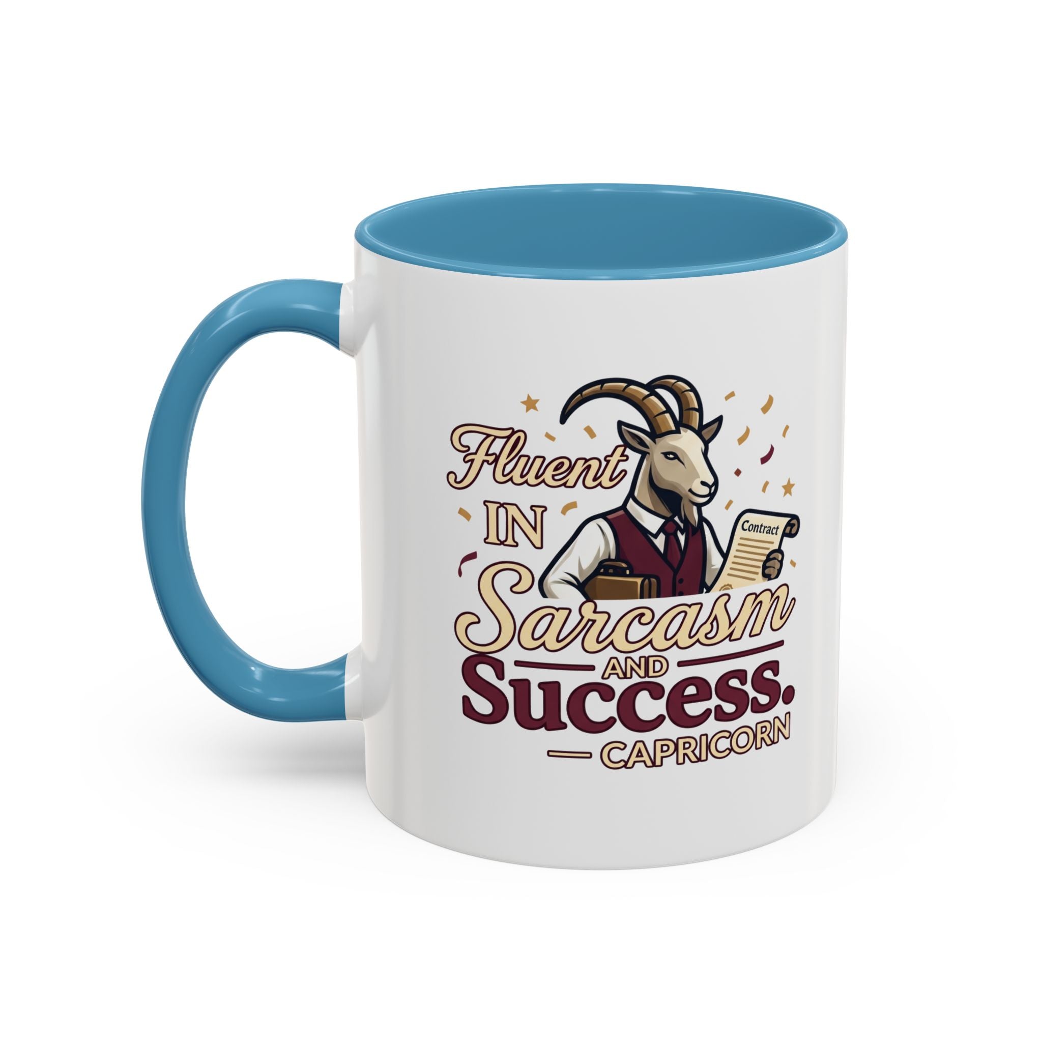 Capricorn Coffee Mug — "Fluent in Sarcasm and Success" Accent Mug