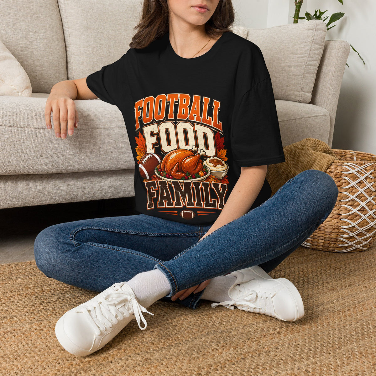 Thanksgiving T-Shirt Football Food Family T-Shirt — Thanksgiving Tailgate Tee for Fans