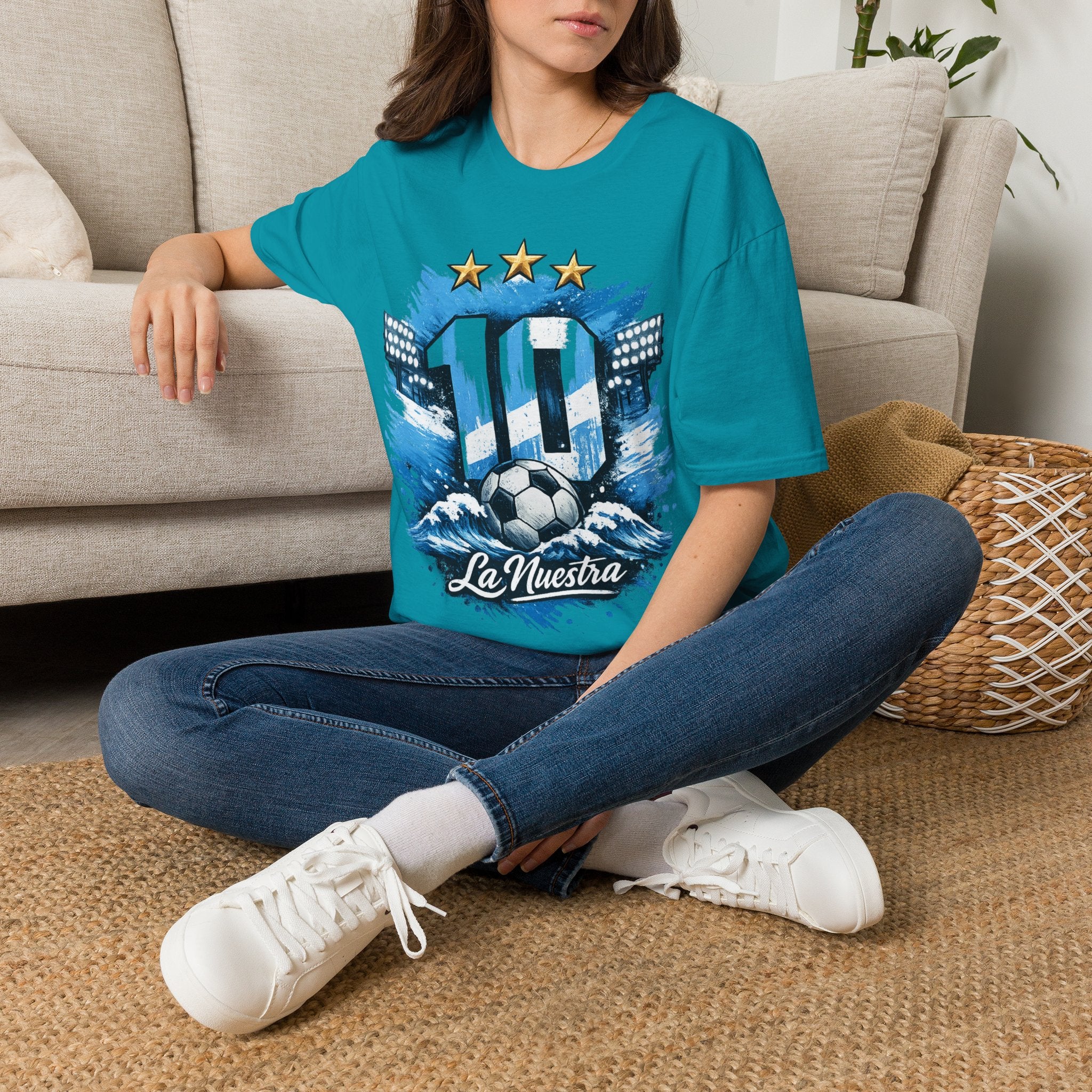 Argentina Soccer Fan T-Shirt — 'La Nuestra' #10 Jersey Design